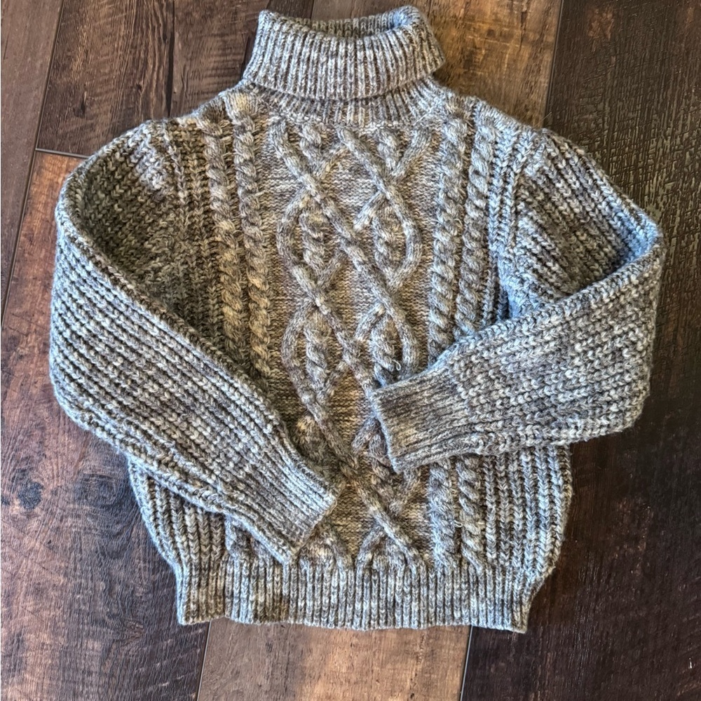 Mini Molly Bracken Gray Cable Knit Turtleneck Sweater 14Y